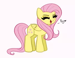 Size: 4373x3417 | Tagged: safe, artist:kittyrosie, derpibooru import, fluttershy, pegasus, pony, sonic rainboom (episode), eyes closed, female, flutteryay, image, mare, png, scene interpretation, simple background, solo, white background, yay