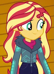 Size: 521x716 | Tagged: safe, derpibooru import, screencap, sunset shimmer, equestria girls, equestria girls series, holidays unwrapped, spoiler:eqg series (season 2), cropped, image, png, solo, winter break-in
