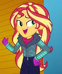 Size: 569x678 | Tagged: safe, derpibooru import, screencap, sunset shimmer, equestria girls, equestria girls series, holidays unwrapped, spoiler:eqg series (season 2), cropped, image, png, solo, winter break-in