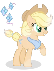 Size: 1488x1956 | Tagged: safe, artist:starshine-sentryyt, derpibooru import, oc, earth pony, pony, female, hat, image, magical lesbian spawn, mare, offspring, parent:applejack, parent:rarity, parents:rarijack, png, raised hoof, simple background, solo, transparent background