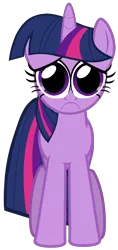 Size: 1020x2160 | Tagged: safe, artist:horses are fuckin weird, derpibooru import, twilight sparkle, unicorn, front view, image, meme, png, sad, sad spongebob, shitposting, unicorn twilight, vector