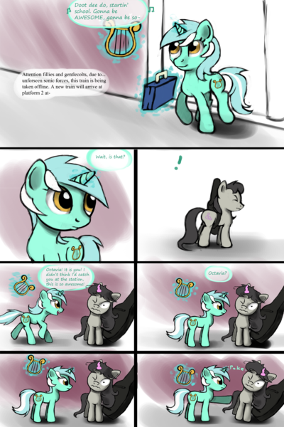 Size: 1000x1500 | Tagged: safe, artist:esuka, derpibooru import, lyra heartstrings, octavia melody, pony, ask, ask-canterlot-musicians, cello case, comic, image, lyre, magic, musical instrument, png, tumblr