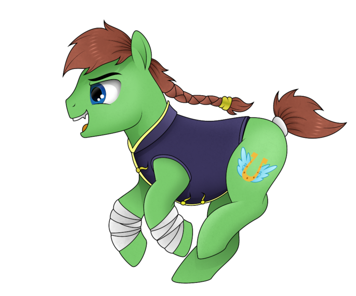 Size: 1000x833 | Tagged: safe, artist:drcool13, artist:zeronitroman, derpibooru import, oc, oc:swift stride, earth pony, pony, braided ponytail, clothes, collaboration, galloping, hoof wraps, image, male, png, running, simple background, smiling, solo, stallion, tail wrap, transparent background