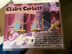 Size: 4032x3024 | Tagged: safe, derpibooru import, sweetie belle, pony, unicorn, claire corlett, female, filly, image, jpeg, photo, signed
