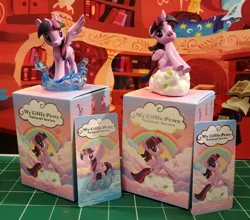 Size: 1280x1125 | Tagged: safe, derpibooru import, part of a set, twilight sparkle, twilight sparkle (alicorn), alicorn, pony, book, cloud, female, golden oaks library, image, jpeg, library, mare, photo, pop mart, solo, toy, water