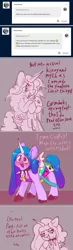 Size: 1280x4379 | Tagged: safe, artist:axollady, derpibooru import, izzy moonbow, pony, unicorn, fanfic:cupcakes, ask, blushing, clothes, collar, cosplay, costume, cutie mark dress, dialogue, fake wings, female, g5, heart tongue, horn necklace, image, in-universe pegasister, mare, open mouth, plushie, png, sketch, solo, spiked collar, tumblr, unshorn fetlocks