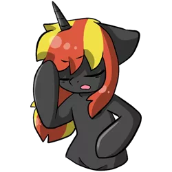 Size: 512x512 | Tagged: safe, artist:alex69vodka, derpibooru import, oc, oc:java, unofficial characters only, pony, unicorn, eyes closed, facehoof, female, image, open mouth, png, simple background, sticker, transparent background