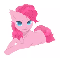 Size: 2028x1944 | Tagged: safe, artist:sannoe, derpibooru import, pinkie pie, pony, image, lying down, png, ponk, prone, simple background, solo, white background