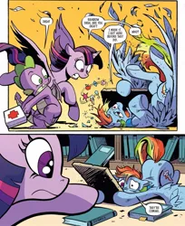 Size: 1055x1296 | Tagged: safe, artist:andypriceart, derpibooru import, idw, rainbow dash, spike, twilight sparkle, alicorn, spoiler:comic, spoiler:comic100, image, jpeg, season 10, twilight sparkle (alicorn)