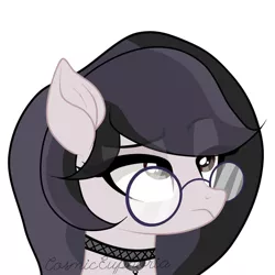 Size: 1000x1000 | Tagged: safe, artist:cosmiceuphoria, derpibooru import, oc, oc:cosmic euphoria, unofficial characters only, earth pony, pegasus, pony, earth pony oc, eye clipping through hair, eyebrows, eyebrows visible through hair, frown, glasses, image, jpeg, not amused face, pegasus oc, simple background, unamused, white background, wings