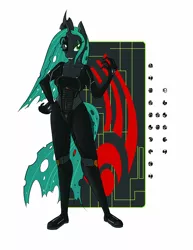 Size: 1000x1294 | Tagged: anthro, artist:scherzo, borg, changeling, crossover, derpibooru import, plantigrade anthro, queen chrysalis, safe, solo, star trek