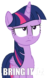 Size: 630x1024 | Tagged: alicorn, bring it on, derpibooru import, edit, edited screencap, gif, image macro, meme, non-animated gif, reaction image, safe, screencap, solo, twilight sparkle, twilight sparkle (alicorn)