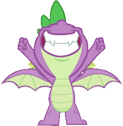 Size: 1171x1200 | Tagged: animated, artist:memnoch, derpibooru import, dragon, edit, hands up, male, molt down, nose in the air, safe, simple background, smiling, solo, spike, spread wings, transparent background, vector, winged spike, wings