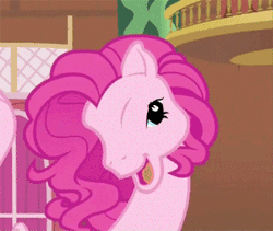 Size: 300x253 | Tagged: safe, derpibooru import, screencap, pinkie pie, pony, too many pinkie pies, betcha can't make a face crazier than this, cropped, g3, g3 faic, pinkie blind, solo