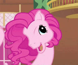 Size: 300x253 | Tagged: safe, derpibooru import, screencap, pinkie pie, pony, too many pinkie pies, betcha can't make a face crazier than this, cropped, g3, g3 faic, pinkie blind, solo