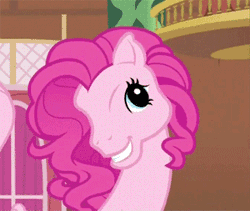 Size: 300x253 | Tagged: safe, derpibooru import, screencap, pinkie pie, pony, too many pinkie pies, betcha can't make a face crazier than this, cropped, g3, g3 faic, pinkie blind, solo