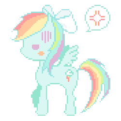 Size: 440x440 | Tagged: safe, artist:hima-hima, derpibooru import, rainbow dash, pegasus, pony, bow, cross-popping veins, cute, dashabetes, hair bow, pictogram, pixel art, solo, speech bubble