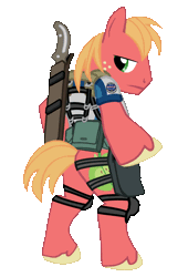 Size: 958x1410 | Tagged: safe, derpibooru import, big macintosh, pony, bipedal, chris redfield, clothes, cosplay, costume, crossover, machete, resident evil, resident evil 5