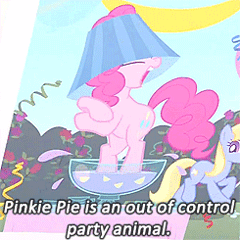 Size: 245x245 | Tagged: bipedal, caption, cloud kicker, cropped, derpibooru import, hat, lampshade, lampshade hat, pinkie pie, ponyville confidential, punch, punch bowl, punch (drink), safe, screencap