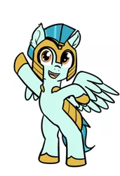 Size: 617x900 | Tagged: safe, artist:neuro, derpibooru import, guardian angel (character), pegasus, pony, bipedal, female, guardsmare, image, jpeg, mare, royal guard, smiling, solo, spread wings, wings