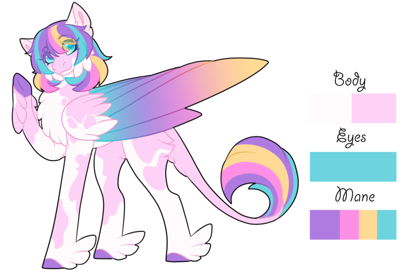 Size: 1480x997 | Tagged: safe, alternate version, artist:nobleclay, derpibooru import, oc, oc:venus, pegasus, pony, colored wings, feathered fetlocks, female, image, mare, multicolored wings, offspring, parent:princess cadance, parent:shining armor, parents:shiningcadance, png, reference sheet, simple background, solo, transparent background, wings