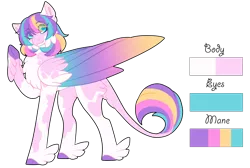 Size: 1480x997 | Tagged: safe, alternate version, artist:nobleclay, derpibooru import, oc, oc:venus, pegasus, pony, colored wings, feathered fetlocks, female, image, mare, multicolored wings, offspring, parent:princess cadance, parent:shining armor, parents:shiningcadance, png, reference sheet, simple background, solo, transparent background, wings