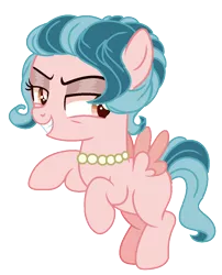 Size: 1008x1248 | Tagged: safe, artist:venomous-cookietwt, derpibooru import, oc, pegasus, pony, female, filly, image, jewelry, magical lesbian spawn, necklace, offspring, parent:cozy glow, parent:queen chrysalis, pearl necklace, png, simple background, solo, transparent background