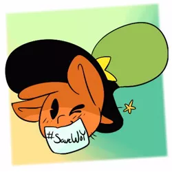 Size: 400x400 | Tagged: artist needed, safe, derpibooru import, ponified, pony, hashtag, image, jpeg, mouth hold, one eye closed, solo, wander (wander over yonder), wander over yonder, wink
