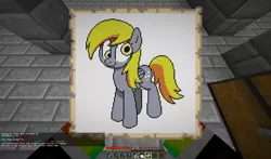 Size: 1680x987 | Tagged: safe, artist:coaldustthestrange, artist:merik1337, derpibooru import, edit, derpy hooves, 2b2t, game screencap, image, map art, minecraft, minecraft pixel art, pixel art, png