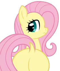 Size: 1727x2039 | Tagged: safe, alternate version, artist:mfg637, derpibooru import, fluttershy, butt, derpibooru exclusive, digital art, dock, flutterbutt, image, looking at you, looking back, plot, png, simple background, solo, .svg available, vector