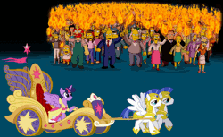 Size: 1200x735 | Tagged: safe, derpibooru import, twilight sparkle, twilight sparkle (alicorn), alicorn, pony, alicorn drama, angry mob, chief wiggum, crossover, drama, female, groundskeeper willie, mare, ms. krabappel, reverend lovejoy, superintendent chalmers, the simpsons, the simpsons movie