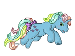 Size: 150x111 | Tagged: artist:moogleymog, derpibooru import, g1, leaping, pixel art, safe, solo, starflower, tail bow