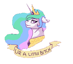 Size: 673x593 | Tagged: artist:ponyboogers, derpibooru import, mouthpiece, old banner, princess celestia, safe, solo, subversive kawaii, vulgar