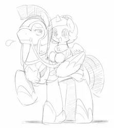 Size: 850x957 | Tagged: armor, artist:ende26, ask, cute, derpibooru import, filly, monochrome, open mouth, ponies riding ponies, princess luna, raised hoof, reins, royal guard, safe, sketch, tumblr, woona, woona knight