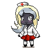 Size: 100x100 | Tagged: safe, artist:kawaiiryuneko, derpibooru import, oc, oc:nighthaunt, unofficial characters only, bat pony, human, animated, chibi, clothes, female, hat, humanized, humanized oc, nurse, nurse hat, pixel art, plaid, pleated skirt, shoes, simple background, skirt, socks, solo, transparent background, wink