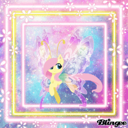 Size: 400x400 | Tagged: safe, derpibooru import, fluttershy, blingee, butterfly wings, exploitable meme, meme, solo