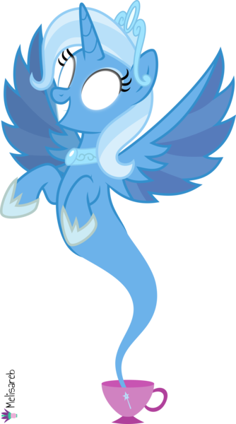 Size: 4000x7190 | Tagged: safe, alternate version, artist:melisareb, derpibooru import, idw, trixie, alicorn, genie, genie pony, pony, .svg available, absurd resolution, alicornified, crown, cup, eyeshadow, female, geniefied, glowing eyes, idw showified, image, jewelry, makeup, mare, png, race swap, regalia, simple background, smiling, solo, teacup, transparent background, trixiecorn, vector, wings, xk-class end-of-the-world scenario