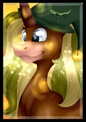 Size: 2480x3508 | Tagged: safe, artist:chazmazda, derpibooru import, firefly, oc, alicorn, earth pony, firefly (insect), insect, mantis, pegasus, pony, unicorn, background, bell, border, fluffy, half body, hat, highlighed, highlight, highlights, horn, image, light, lighting, photo, png, shade, shading, shine, shiny, simple background, smiling, solo
