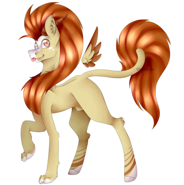 Size: 3986x4000 | Tagged: safe, artist:chazmazda, derpibooru import, oc, alicorn, big cat, earth pony, hybrid, lion, pegasus, pony, unicorn, :p, fangs, fullbody, highlight, highlights, hooves, horn, horns, image, main, mane, markings, paw pads, paws, photo, png, shade, shading, shine, solo, speedpaint, tail, tongue out, wings