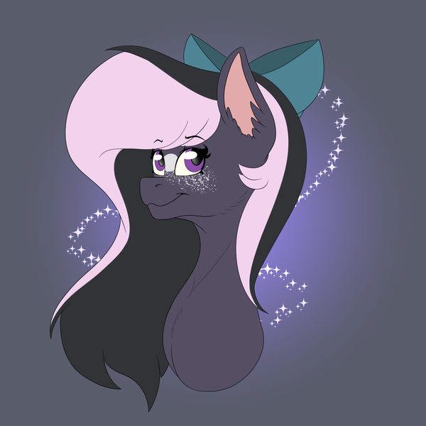 Size: 1920x1920 | Tagged: safe, artist:chazmazda, derpibooru import, oc, alicorn, earth pony, pegasus, pony, unicorn, black hair, bow, bust, eye, eyes, flatcolour, freckles, happy, image, long hair, markings, outline, photo, pink hair, png, portrait, smiling, solo, sparkle, sparkles, stars