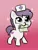 Size: 1104x1448 | Tagged: safe, artist:heretichesh, derpibooru import, oc, unofficial characters only, earth pony, pony, cutie mark, female, filly, gradient background, hat, image, jpeg, mouth hold, nurse, nurse hat, smiling, solo, sparkles