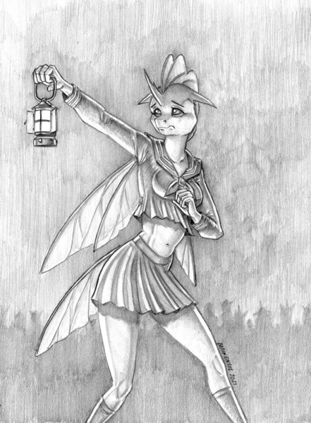 Size: 1000x1361 | Tagged: safe, artist:baron engel, derpibooru import, ocellus, anthro, changedling, changeling, image, jpeg, solo