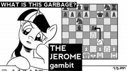 Size: 1200x675 | Tagged: safe, artist:pony-berserker, derpibooru import, jerome, twilight sparkle, chess, chessboard, image, jpeg, monochrome, pawn, pony-berserker's twitter sketches