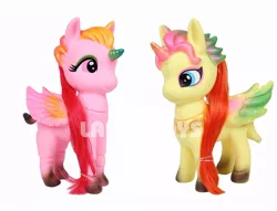 Size: 900x687 | Tagged: safe, derpibooru import, oc, alicorn, pony, colored horn, colored wings, crown, duo, duo female, eyeshadow, female, horn, image, jewelry, jpeg, lanyi, lanyi toys, makeup, peytral, regalia, wings