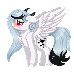 Size: 350x350 | Tagged: safe, artist:inspiredpixels, derpibooru import, oc, unofficial characters only, pony, animated, blushing, gif, horn, image, solo, spread wings, standing, wings