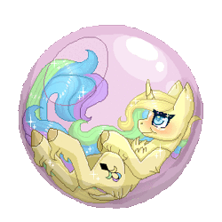Size: 300x300 | Tagged: safe, artist:inspiredpixels, derpibooru import, oc, unofficial characters only, pony, unicorn, animated, blushing, curved horn, female, gif, horn, image, leonine tail, mare, solo, unshorn