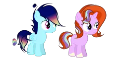 Size: 2000x1000 | Tagged: safe, artist:cottoncat83, artist:stardustshadowsentry, derpibooru import, oc, unofficial characters only, pegasus, pony, unicorn, coat markings, colt, female, filly, heterochromia, image, male, offspring, parent:rainbow dash, parent:soarin', parent:starlight glimmer, parent:sunburst, parents:soarindash, parents:starburst, png, simple background, socks (coat marking), transparent background