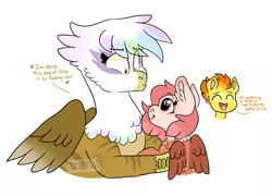 Size: 1898x1363 | Tagged: safe, artist:moccabliss, derpibooru import, gilda, spitfire, oc, oc:flamingo flare, hippogriff, hybrid, baby, family, female, image, interspecies offspring, lesbian, magical lesbian spawn, offspring, parent:gilda, parent:spitfire, png, shipping, simple background, vulgar, white background