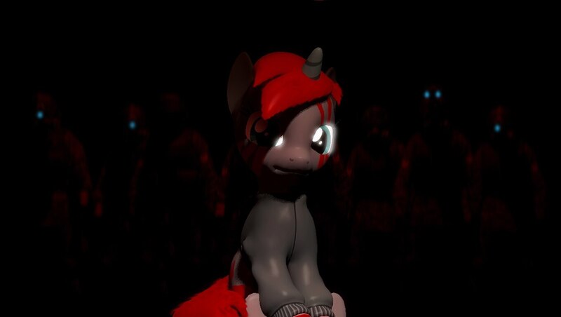 Size: 1360x768 | Tagged: safe, artist:bwablack, derpibooru import, oc, oc:pony black, human, unicorn, 3d, blurry background, clothes, gmod, hoodie, image, jpeg, looking at you, low quality, military, sitting