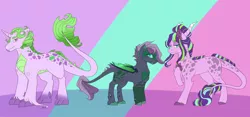 Size: 1306x612 | Tagged: safe, artist:yuyusunshine, derpibooru import, oc, unofficial characters only, dracony, hybrid, image, interspecies offspring, jpeg, magical gay spawn, offspring, parent:rarity, parent:spike, parents:sparity, parents:sparlight, parent:starlight glimmer, parents:thoraxspike, parent:thorax